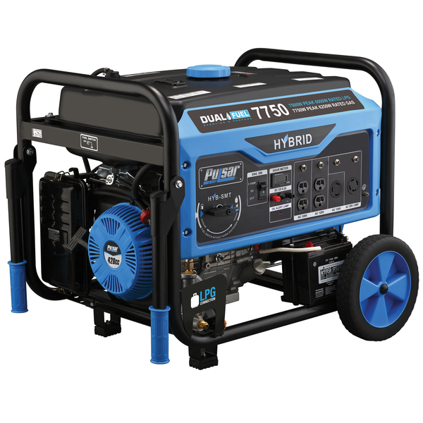 Pulsar Portable Generator, Gasoline/Liquid Propane, 6,250 W/6,000 W Rated, 7,750 W/7,500 W Surge, 52 A PG7750B